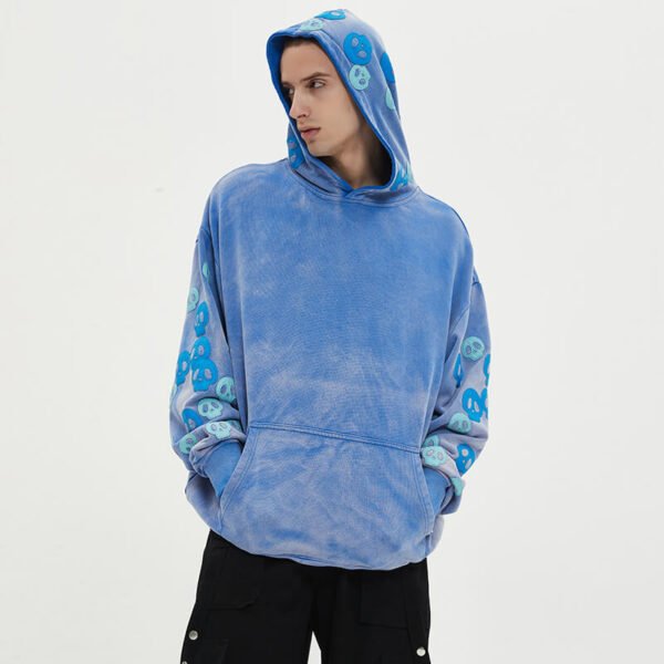 Custom Washed Applique Sleeve Pullover Hoodie VWH-72911 - Style 72911D - product detail view 4 Custom Washed Applique Sleeve Pullover Hoodie VWH-72911 - Style 72911D - product detail view 4