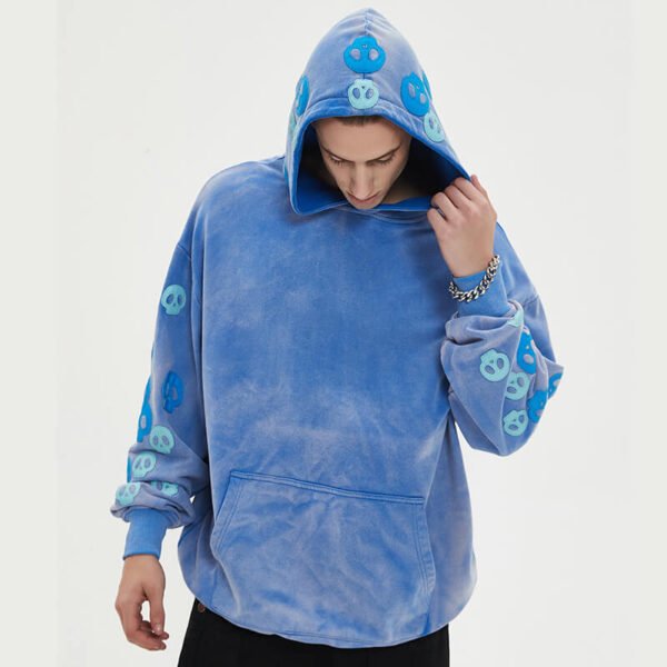 Custom Washed Applique Sleeve Pullover Hoodie VWH-72911 - Style 72911D - product detail view 10 Custom Washed Applique Sleeve Pullover Hoodie VWH-72911 - Style 72911D - product detail view 10