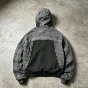 Washed balaclava panel zippered hoodie