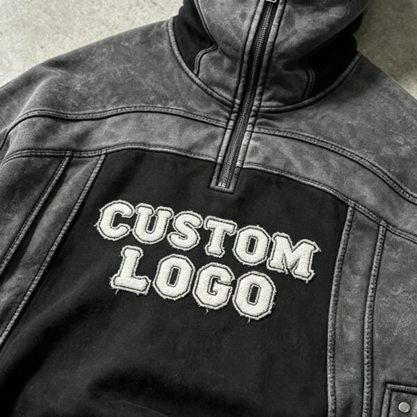 Custom Washed Balaclava Panel Hoodie - Style 0B66A6 - product detail view 7 Custom Washed Balaclava Panel Hoodie - Style 0B66A6 - product detail view 7