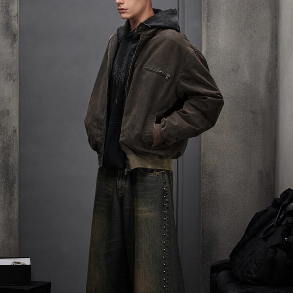 Custom Washed Oversized Bomber Jacket - Style 8C6181 - product detail view 3 Custom Washed Oversized Bomber Jacket - Style 8C6181 - product detail view 3