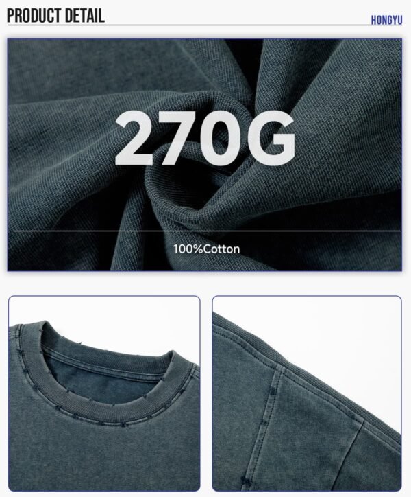 Custom Washed Brushed Heavyweight T-Shirt CH001 - Style 26A46B - product detail view 7 Custom Washed Brushed Heavyweight T-Shirt CH001 - Style 26A46B - product detail view 7