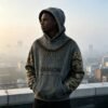 Custom Washed Camo Panel Boxy Pullover Hoodie - Style 092E94 - product detail view 6 Custom Washed Camo Panel Boxy Pullover Hoodie - Style 092E94 - product detail view 6
