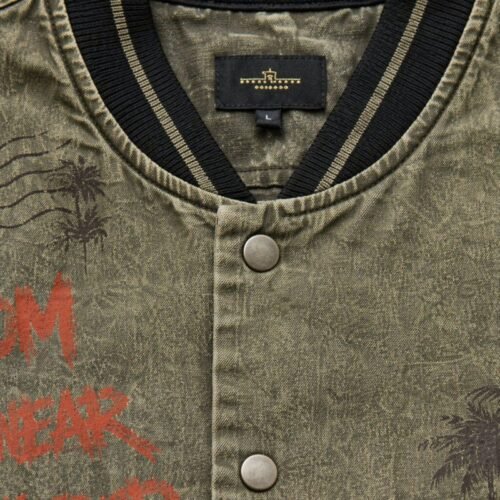 Custom Washed Palm Graphic Canvas Snap Jacket - Style 9BB832 Custom Washed Palm Graphic Canvas Snap Jacket - Style 9BB832
