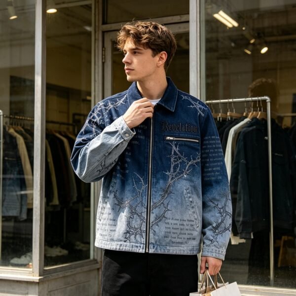 Custom Washed Canvas Zip Jacket - E8C0F2 - Style E8C0F2 - product detail view 4