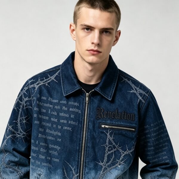 Custom Washed Canvas Zip Jacket - E8C0F2 - Style E8C0F2 - product detail view 9