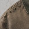 Washed canvas zip jacket with star rivets on the shoulder