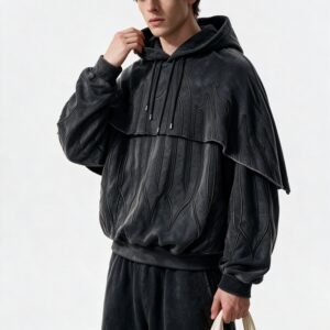 Custom Washed Cape Overlay Flame Hoodie VWH-8634996 - Style B21AB4