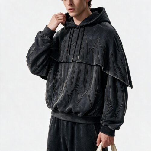Custom Washed Cape Overlay Flame Hoodie VWH-8634996 - Style B21AB4 Custom Washed Cape Overlay Flame Hoodie VWH-8634996 - Style B21AB4