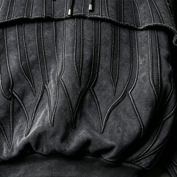 Custom Washed Cape Overlay Flame Hoodie VWH-8634996 - Style B21AB4 - product detail view 3