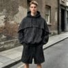 Custom Washed Cape Overlay Flame Hoodie VWH-8634996 - Style B21AB4 - product detail view 5