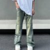 Custom Washed Straight-Leg Cargo Pocket Jeans - Style EC972C - product detail view 2 Custom Washed Straight-Leg Cargo Pocket Jeans - Style EC972C - product detail view 2