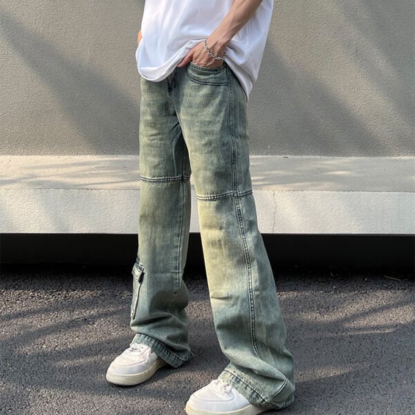 Custom Washed Straight-Leg Cargo Pocket Jeans - Style EC972C - product detail view 4 Custom Washed Straight-Leg Cargo Pocket Jeans - Style EC972C - product detail view 4