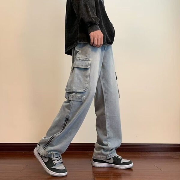 Custom Washed Black Cargo Straight-Leg Jeans | VW-D0D02B - Style D0D02B - product detail view 3 Custom Washed Black Cargo Straight-Leg Jeans | VW-D0D02B - Style D0D02B - product detail view 3