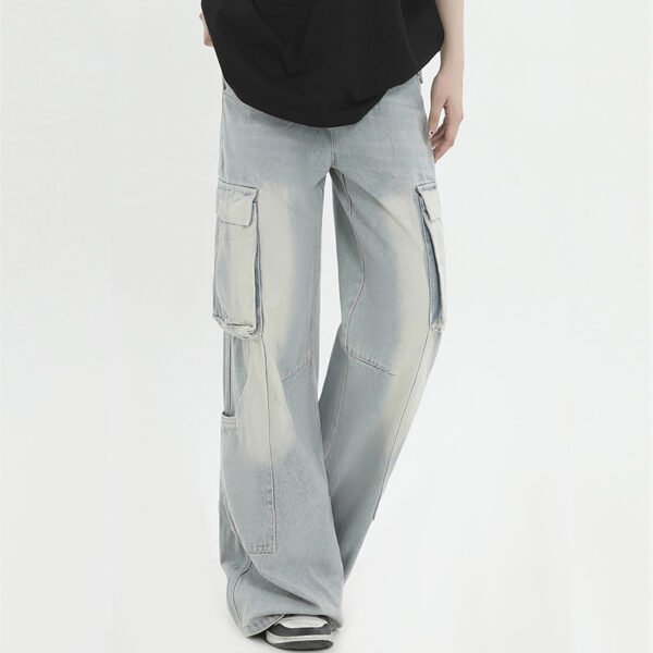 Custom Washed Cargo Workwear Jeans - Style FF66F0 - product detail view 3