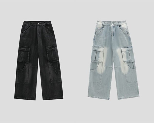 Custom Washed Cargo Workwear Jeans - Style FF66F0 - product detail view 6