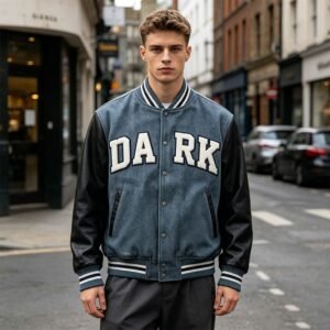Custom Washed Chenille Applique Varsity Jacket - Style 07C04E