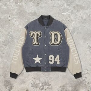 Custom Washed Contrast Sleeve Varsity Jacket - Style 6D15C6