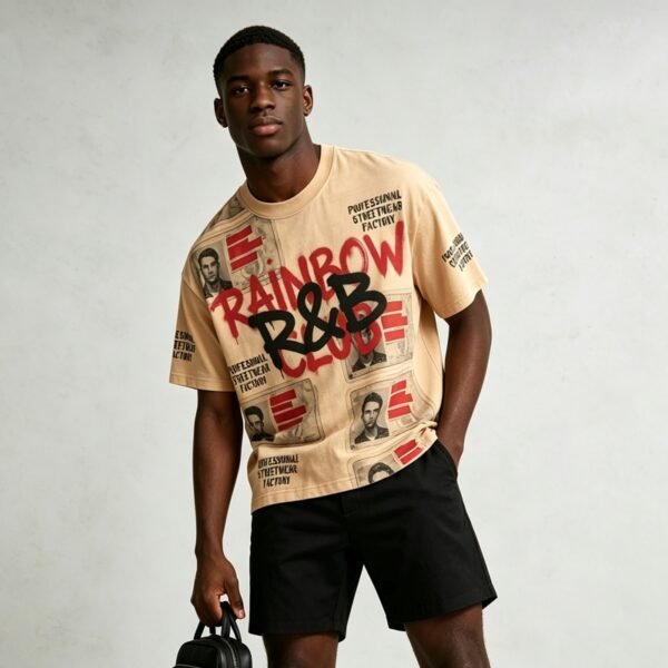 Custom Washed Graphic Crop Oversize T-Shirt - Style 08BEC8 - product detail view 4 Custom Washed Graphic Crop Oversize T-Shirt - Style 08BEC8 - product detail view 4