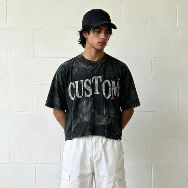 Custom Washed Cropped Graphic T-Shirt | VW-43ECE9 - Style 43ECE9