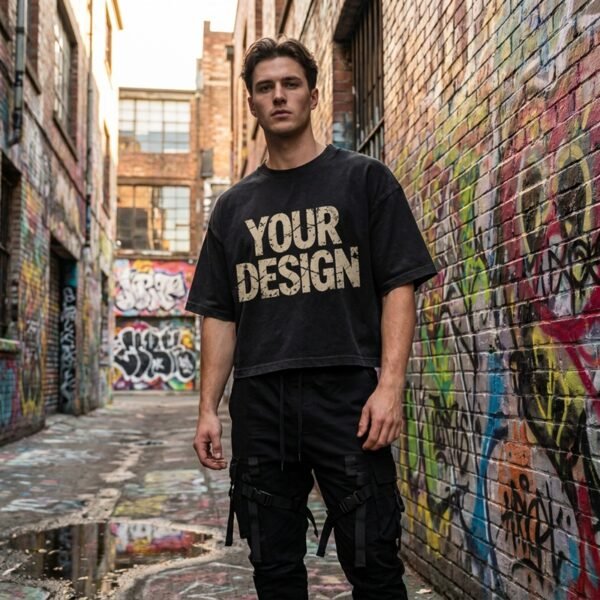 Custom Washed Cropped Graphic T-Shirt - Style 895C25 - product detail view 2