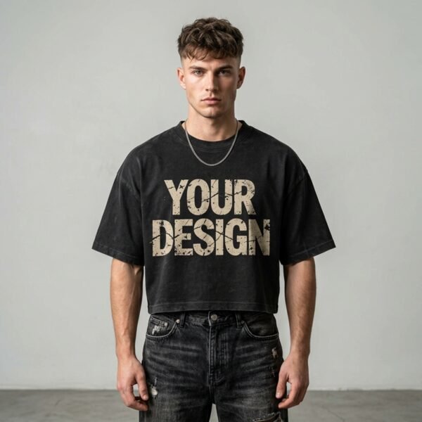 Custom Washed Cropped Graphic T-Shirt - Style 895C25 - product detail view 3