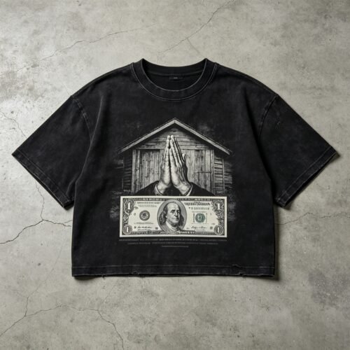 Custom Washed Cropped Raw-Hem Graphic Tee - Style 15E0B2
