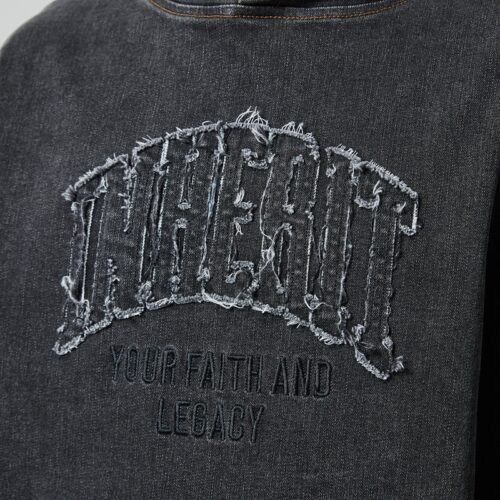 Custom Washed Denim Applique Hoodie - Style 4C255D Custom Washed Denim Applique Hoodie - Style 4C255D
