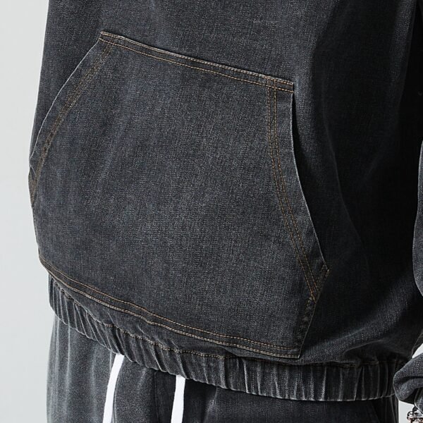 Custom Washed Denim Applique Hoodie - Style 4C255D - product detail view 2