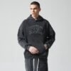 Custom Washed Denim Applique Hoodie - Style 4C255D - product detail view 5