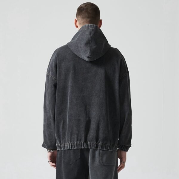 Custom Washed Denim Applique Hoodie - Style 4C255D - product detail view 8