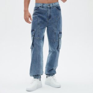 Custom Washed Denim Cargo Jeans - VW-78CA - Style 78CA0A