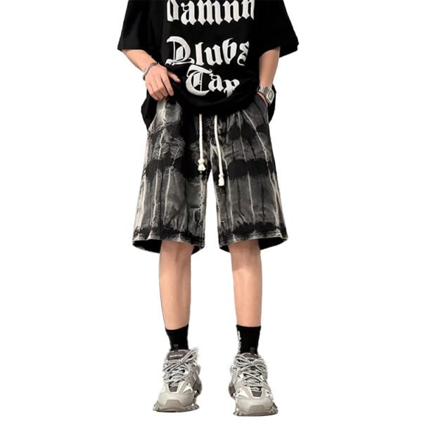 Custom Washed Tie-Dye Denim Mobility Shorts - Style 324125 - product detail view 2