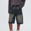 Custom Vintage Washed Relaxed Denim Shorts - Style 097B0D - product detail view 3