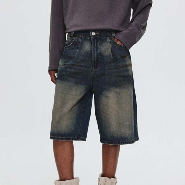 Custom Vintage Washed Relaxed Denim Shorts - Style 097B0D - product detail view 3