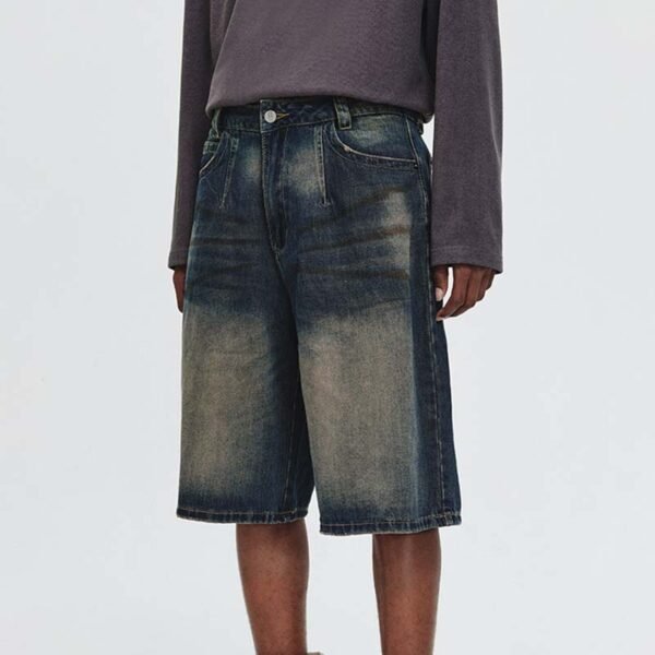 Custom Vintage Washed Relaxed Denim Shorts - Style 097B0D - product detail view 4