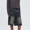 Custom Vintage Washed Relaxed Denim Shorts - Style 097B0D - product detail view 7