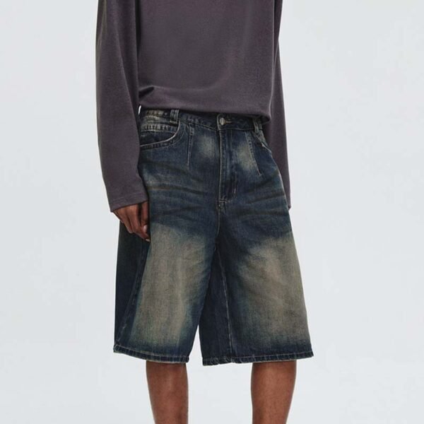Custom Vintage Washed Relaxed Denim Shorts - Style 097B0D - product detail view 7