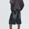 Custom Vintage Washed Relaxed Denim Shorts - Style 097B0D - product detail view 8
