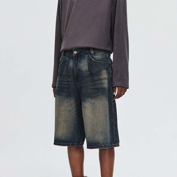 Custom Vintage Washed Relaxed Denim Shorts - Style 097B0D - product detail view 9
