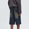 Custom Vintage Washed Relaxed Denim Shorts - Style 097B0D - product detail view 10