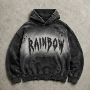 Custom Gradient Washed Distressed Applique Hoodie - Style A0B1DA