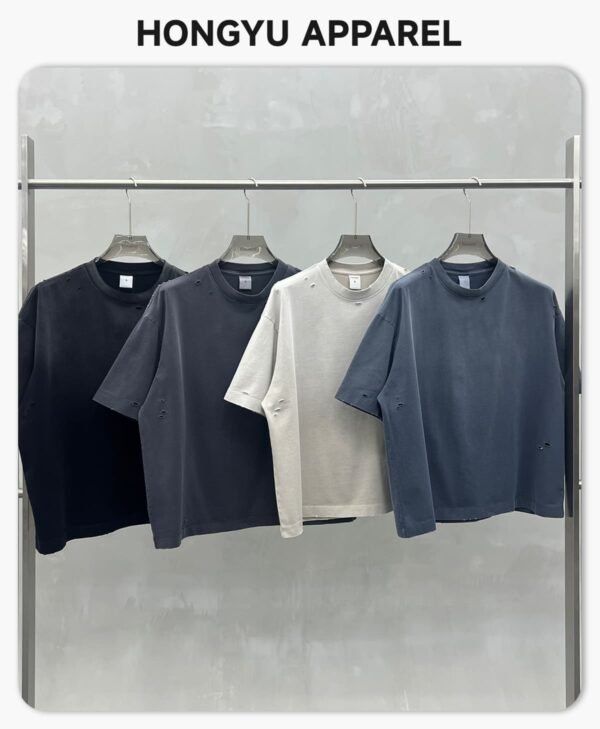 Custom 305 GSM Washed Distressed Boxy T-Shirt - product detail view 4 Custom 305 GSM Washed Distressed Boxy T-Shirt - product detail view 4