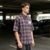 Custom Washed Distressed Plaid Short Sleeve Shirt - Style 13117B - product detail view 2 Custom Washed Distressed Plaid Short Sleeve Shirt - Style 13117B - product detail view 2