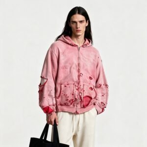 Custom Washed Distressed Zip Hoodie - VW-4B81 - Style 4B81DE