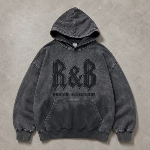 Custom Washed Oversized Embroidered Pullover Hoodie - Style A5493E