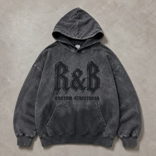 Custom Washed Oversized Embroidered Pullover Hoodie - Style A5493E