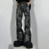 Custom washed zip detail flare jeans