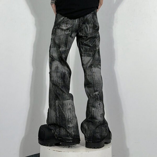 Custom Washed Zip Detail Flare Jeans - Style 085780 - product detail view 3