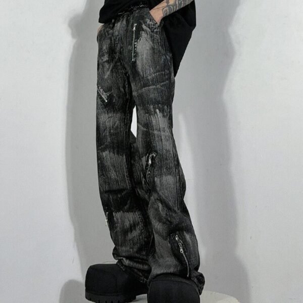 Custom Washed Zip Detail Flare Jeans - Style 085780 - product detail view 8